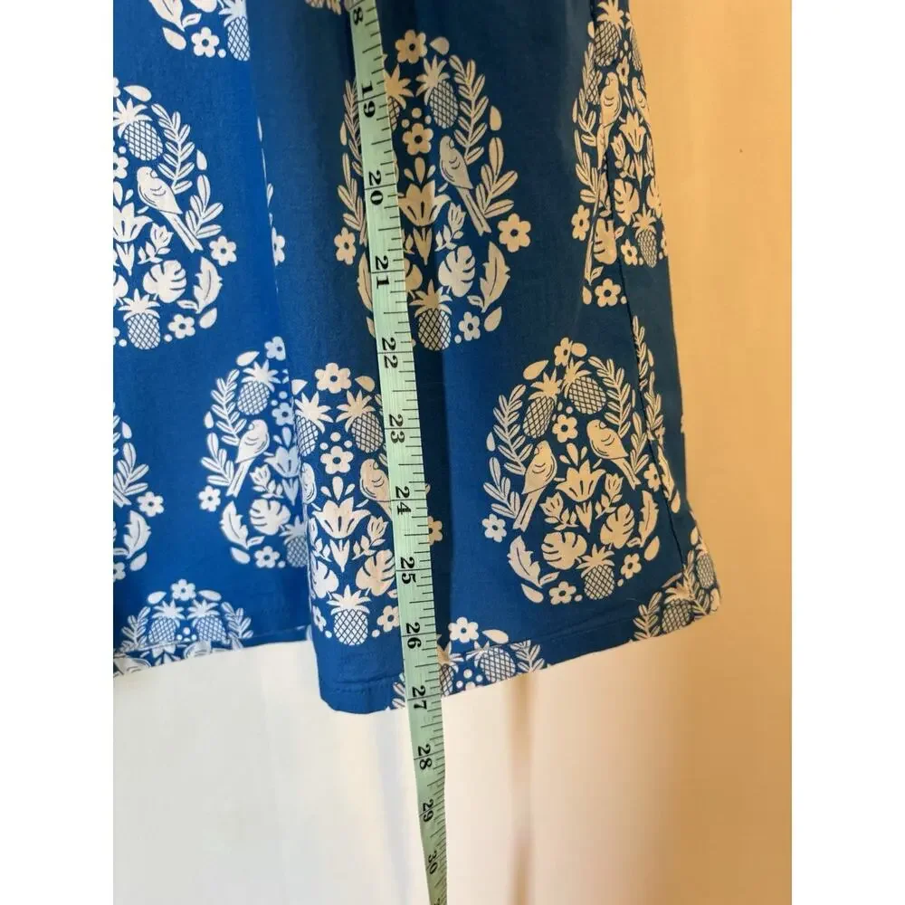 Mini Boden 9 10 Y Blue Floral Aline Cotton Sleeveless Ruffles Pockets